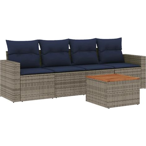 Maison Exclusive - 5-tlg. Garten-Sofagarnitur mit Kissen Grau Pol