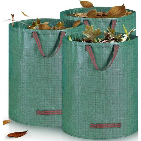 Gartenabfallsäcke, 3 x 272 l selbsttragende Gartensäcke, große Säcke mit Griffen, wasserdicht, faltbar und wiederverwendbar, Gartenabfallsäcke, Pflanzensäcke (1/5)