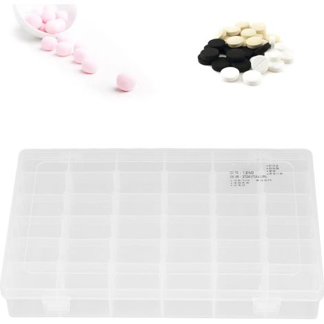 Boîte de rangement à 36 compartiments (1250), en plastique PP transparent, pour composants électroniques. (1/5)