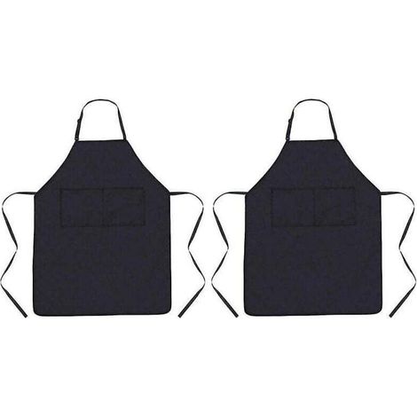 Set di 2 grembiuli da cucina impermeabili e resistenti all'olio con cinturino regolabile al collo e 2 tasche - Crezuo