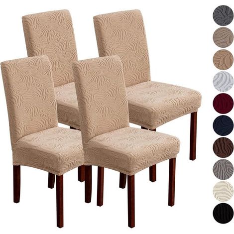 Confezione da 4 coprisedie color kaki, elasticizzati, sfoderabili e lavabili, adatti per sedie da sala da pranzo e sedie da cucina, color kaki (1/5)