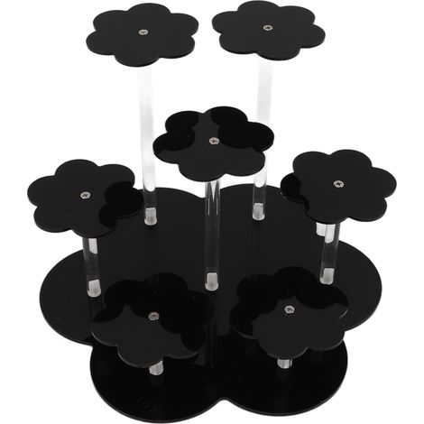 Présentoir en acrylique noir pour figurines, organisateurs de parfums et supports de rangement pour cupcakes et desserts, idéal pour un comptoir ou un bureau. (1/5)