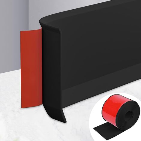 Skirting Board Flexible PVC Skirting Board Kitchen Skirting Board 15cm x 10m Wall Finishing Bar Decorative Transition Rail for Living Room Bedroom (Black) (1/5)