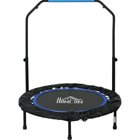 Trampoline de fitness pliable avec poignée réglable Ø102 cm, 100 kg, noir et bleu HAVRYA (1/5)