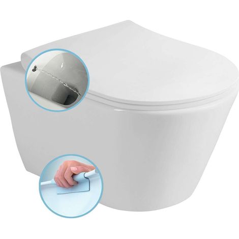 Sapho Avva - WC sospeso con doccetta bidet, Rimless, bianco 100312