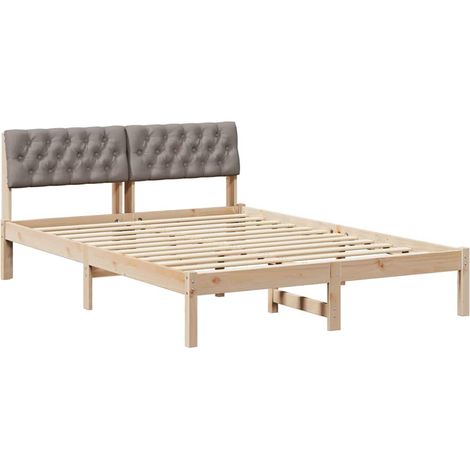 Estructura de cama con cabecera Marrón y taupe 150 x 200 cm vidaXL