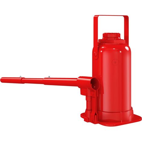 Cric bouteille hydraulique 12 T, cric hydraulique à bouteille gamme de levage 19-37 cm longue poignée et selle, rouge