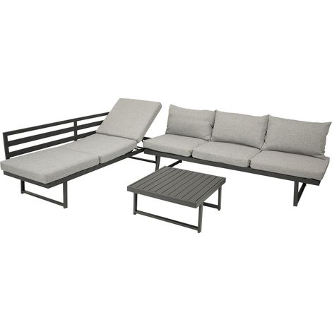 Funktions Lounge Set BOGOTA, Aluminium matt-grau, Polster hellgrau (1/5)