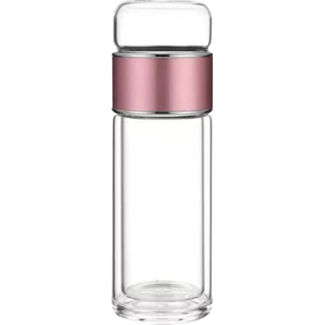 Bouteille thé double paroi verre, infuseur, séparation eau/thé, infusion chaude/froide, thé en vrac.