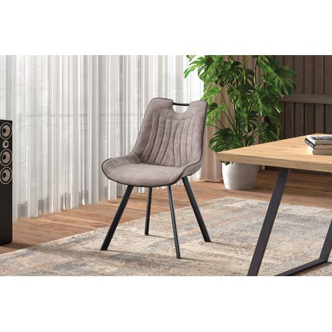 Chaise Pablo avec poignée – Métal et PU – Confortable – Dimensions L. 54 x l. 63 x H. 87 cm – Hauteur assise 48 cm (1/5)