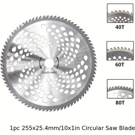 Lame scie alliée 10 pouces 80 dents, alésage 25,4 mm pour débroussailleuse à essence (1/5)