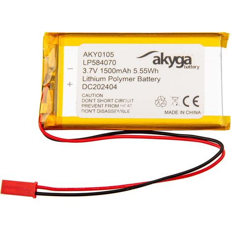 Batería Li-Po LP584070 Akyga AKY0105 3.7V / 1500mAh PCM Conector JST de 2 pines 150mm (1/3)