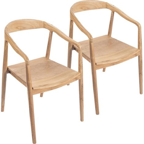 TOKYO - Lot de 2 Chaises en Teck Brut Recyclé - Style Scandinave & Ethnique - Dimensions L53xP61.2xH76.5cm - Pièces de Seconde Vie (1/2)