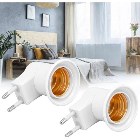 Douille de Lampe E27 avec Interrupteur, 2 Pièces, Base de Lampe à Visser en PVC, Prise UE 220V