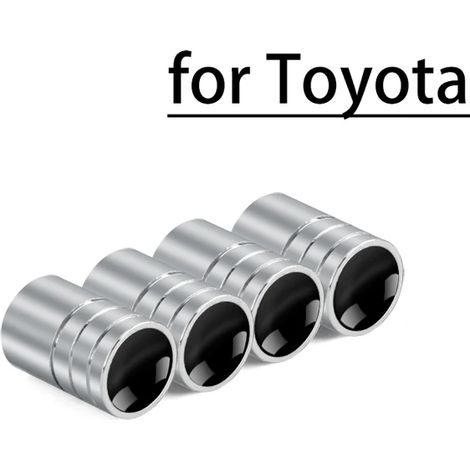 (Argent) 4 bouchons de valve de pneu en métal, accessoires de décoration pour voitures C-HR, RAV4, Yaris, Camry, Land Cruiser, Avalon, Mirai et Prado (1/5)