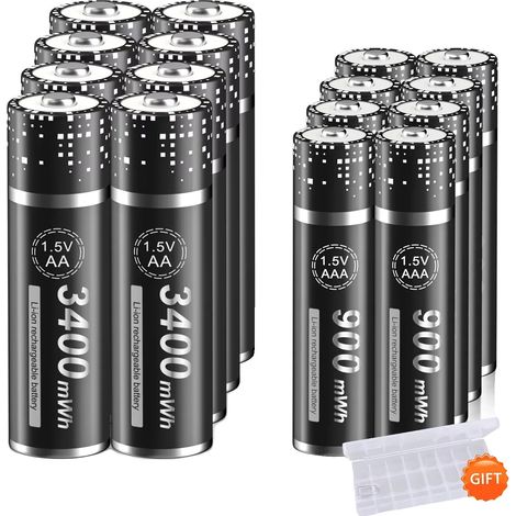 Pilas recargables, carga eficiente, amplia compatibilidad, 8AA 8AA (1/2)