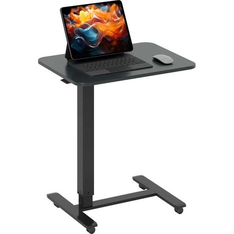 Bureau debout réglable noir 65x48 cm avec 4 roulettes pour un confort optimal au travail de 70 à 110 cm de hauteur (1/5)