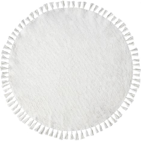 Alfombra de algodón 120 cm habitación infantil forma redonda blanco Mitsobi