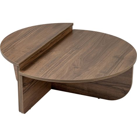 ELYNA - Table basse ronde couleur bois foncé D90 cm