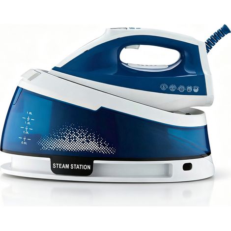 Générateur de vapeur ‑ Fer à repasser électrique ‑ 2 L ‑ 3600 W ‑ Réglage à cinq niveaux ‑ Bleu (1/5)