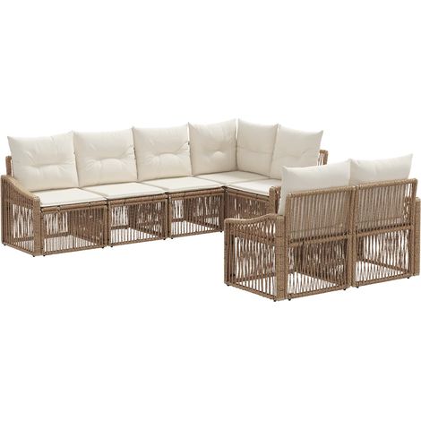 Ensemble de canapé de jardin 7 pc 7-Nombre de places Beige vidaXL (1/5)