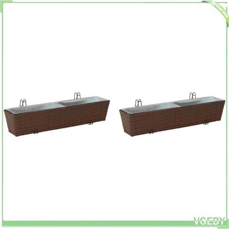 Pot de balcon - FAFEICY - 42026969 - Laquée - Anti-UV - Motif rotin (1/5)