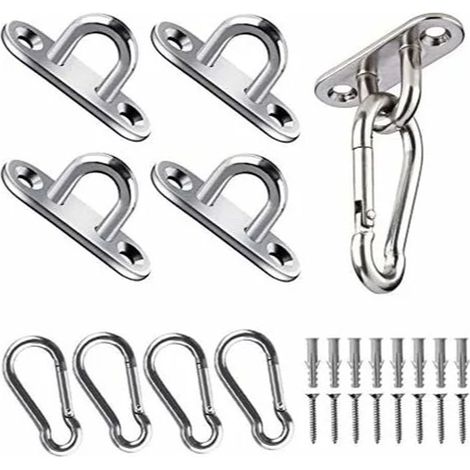 Ceiling Hook Stainless Steel Oblong Eye Plates for Yoga Swings Hammocks Awning Boat Accessories Load bearing 40KG (24 pieces) (1/5)