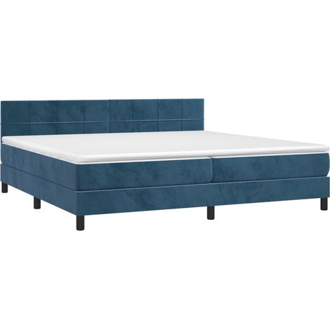 vidaXL Sommier à lattes de lit et matelas Bleu foncé 200x200cm Velours