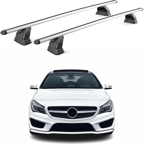 OMAC Barres de toit transversales en aluminium pour Mercedes CLA C117 X117 2013-2019 – TÜV / DIN 75302:2019 – Antivol inclus – Charge max 75 kg – 2 barres – Gris (1/5)