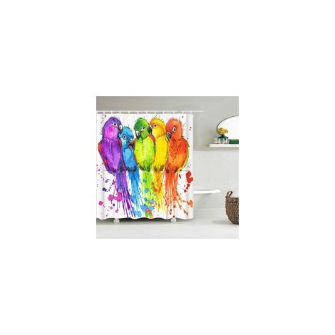 Cortinas de ducha impermeables con estampado 3D de pájaros coloridos de 90x180cm para baño, decoración del hogar, tela de poliéster, extralargas XXL.