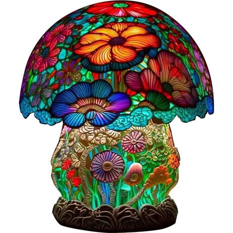 Lampe de table champignon peint, série végétale vintage, lampe décorative de bureau pour chambre et salon, cadeau d'anniversaire de mariage (1/5)