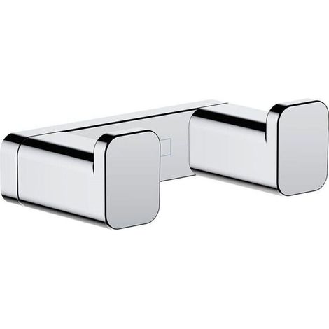 Crochet mural double en métal chromé Hansgrohe 41755000 – 6,6 x 2 x 3,6 cm, fixations discrètes (1/3)