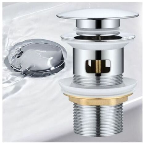 QORVA
-Pop Up Automatique avec Trop Plein Bonde de Vidage Push Open Pour Lavabo en Cuivre Chromé Pop-up évier Lavabo,