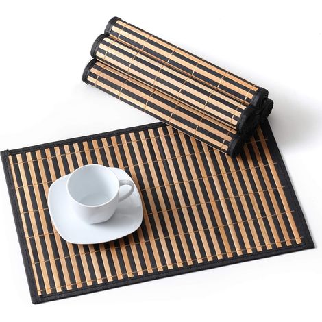 Set de Table en Bambou 6 Pcs, Napperons Lavable, Antidérapant, Tapis de Table Résistant à la Chaleur (1/5)