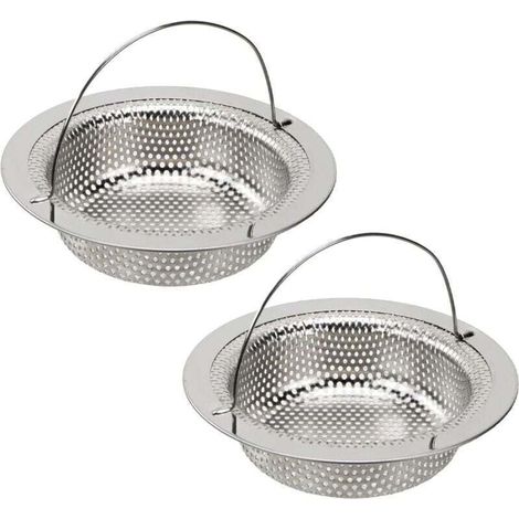2 filtre evier cuisine, Grille evier cuisine avec poignée de transport, Acier inoxydable bonde evier cuisine, Protection contre le blocage, Diamètre extérieur 11cm, diamètre intérieur 8cm, hauteur 2cm (1/4)