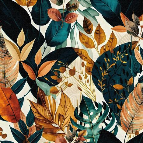 Papier Peint Tropical Jungle,44 x 300cm Papier Peint Autocollant Feuille Bleu Jaune Botanique Papier Peint Adhesif pour Meuble,Chambre,Salon,Salle de Bain,Toilette (1/5)