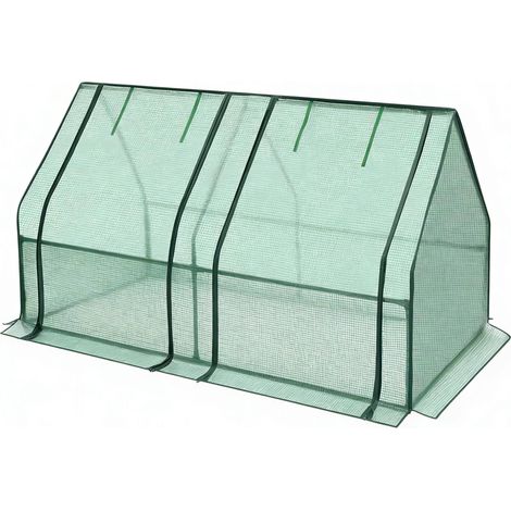CHICFURN Mini serra da giardino 180x90x90 cm in acciaio e PE verde con aperture zip (1/5)