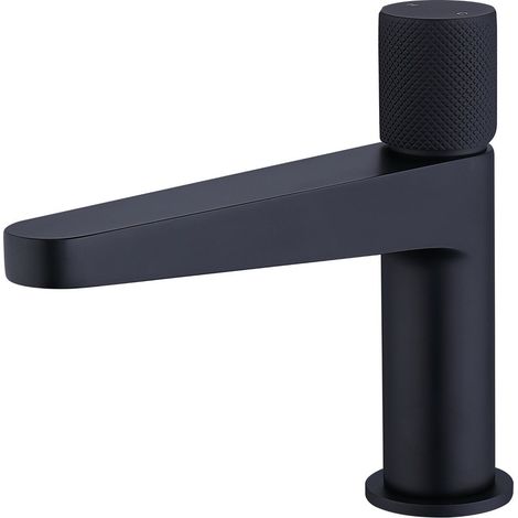 BERNSTEIN - Grifo de diseño para lavabo y fregadero de latón, silencioso y de bajo consumo de agua - H. 16.3cm - Negro (mate)