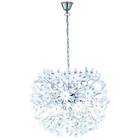 lampadario "blowball" con fiori trasparenti diametro 50 cm