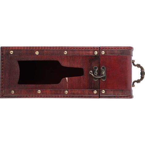 Coffret à vin rétro classique, boîte en bois, coffret cadeau en cuir, emballage pour une bouteille de vin individuelle, cadeau de Noël. (1/4)