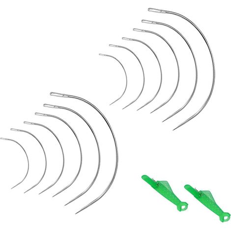 Aiguilles à coudre courbées Set 12 pièces, 2-5 pouces, avec chas large, pour cuir & rembourrage