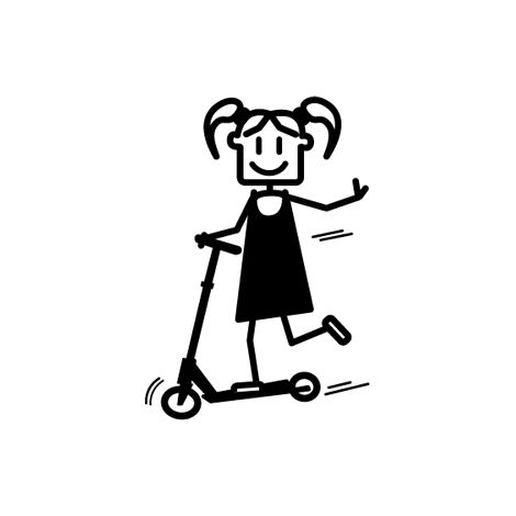 Autocollant petite fille trottinette noir ALTIUM 3007194 - Ce produit de marque Altium est neuf.