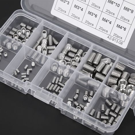 200 vis à tête hexagonale plate en acier inoxydable M3M4M5M6M8 (1/4)
