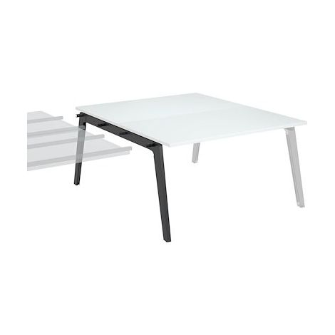Pôle de 2 bureaux suivants blanc piètement anthracite RAL 7016 + goulotte L 140 cm - Exprim - Maxiburo