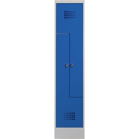 STIER Z-Garderobenspind Premium mit Sockel 2 Abteile Drehriegel lichtgrau/enzianblau (1/2)