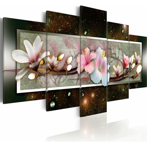 Tableau hibiscus - motif abstrait - 200 x 100 cm