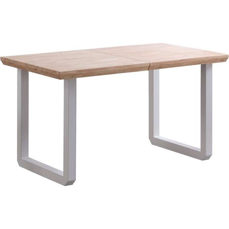Mesa extensible Roma Roble nordish patas blancas 77 cm(alto)140-180-220 cm(ancho)80 cm(largo)