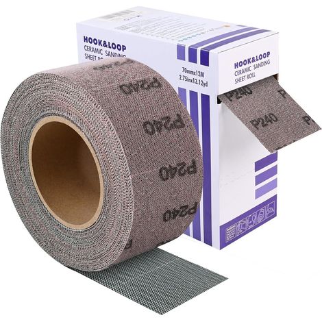 Schleifpapier Netz Rolle Klett 70 mm 12 m Handschleifer Körnung 240 (1/5)