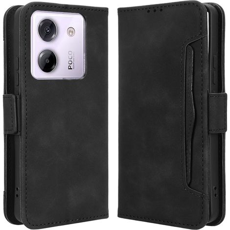 Étui à rabat pour Xiaomi Poco M7 Pro 5G, emplacement pour carte, noir (1/5)