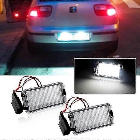 Éclairage LED de plaque d'immatriculation de haute qualité (2 pièces) sans erreur pour Seat Ibiza 6L, Arosa, Altea, Cordoba MK1, MK2, Leon 1M et Toledo 5P (2004-2009). (1/4)
